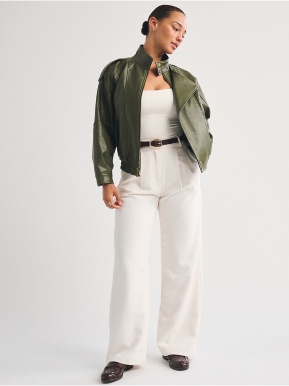 NWT -  Abercrombie & Fitch Curve  Love A&F Sloane Tailored Wide Leg Pant #0196